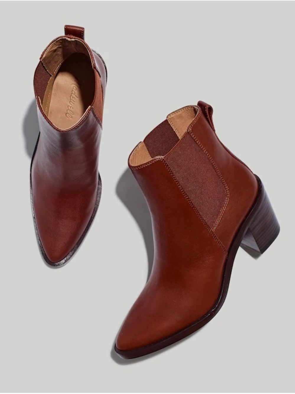 Madewell Elspeth Chelsea Ankle Boots Apple Butter Brown Leather Size 6.5
